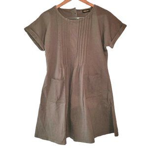 Reborn Womens Olive Dress with Pleated Front and Pockets Size Medium NWT